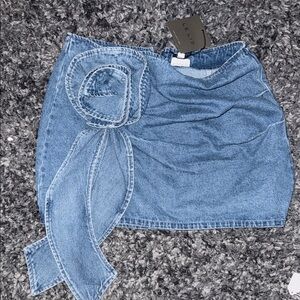 Le Lis Light Blue Denim Mini Skirt